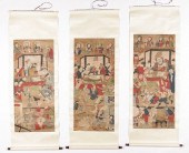 THREE ANTIQUE CHINESE SCROLL P