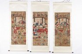 THREE ANTIQUE CHINESE SCROLL P