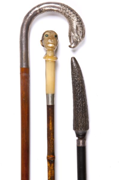 Three Antique Continental Walking