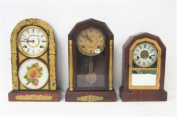 THREE ANTIQUE COTTAGE CLOCKS