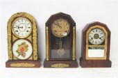THREE ANTIQUE COTTAGE CLOCKS A