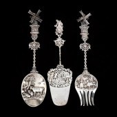 THREE ANTIQUE DUTCH SILVER SER