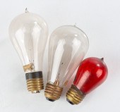 THREE ANTIQUE EDISON LIGHT BUL