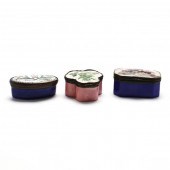 THREE ANTIQUE ENAMEL BOXES, CI