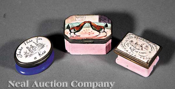 Three Antique Enamel Boxes