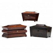 THREE ANTIQUE ENGLISH TEA CADD