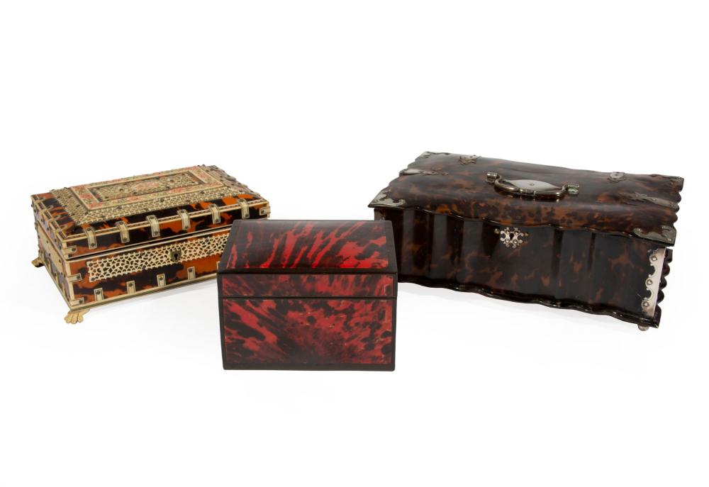 THREE ANTIQUE ENGLISH TORTOISESHELL