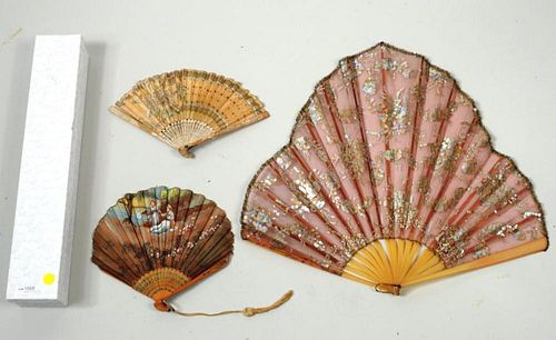 THREE ANTIQUE FANSThree antique
