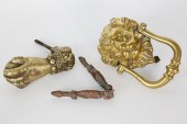 THREE ANTIQUE FIGURAL BRASS DO