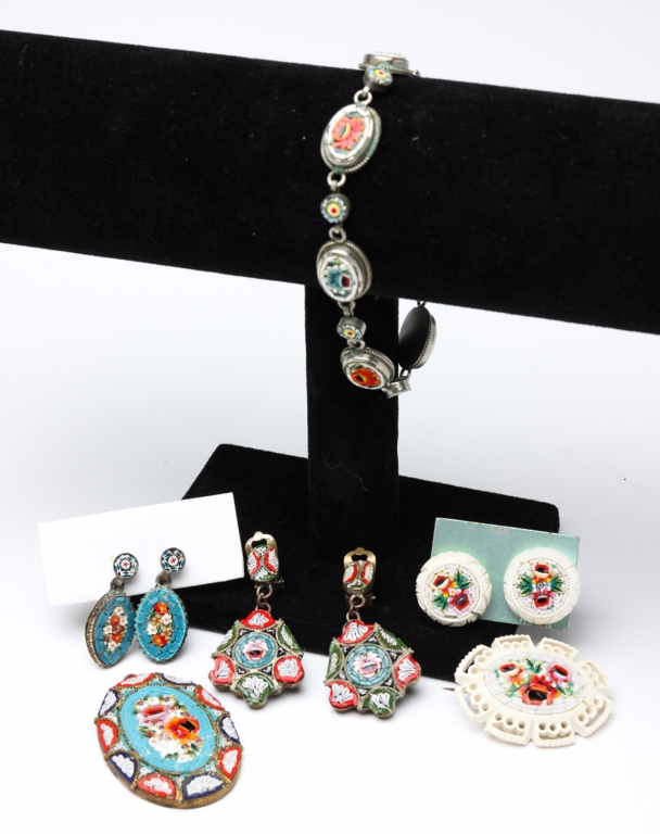 THREE ANTIQUE FLORAL MICRO MOSAIC