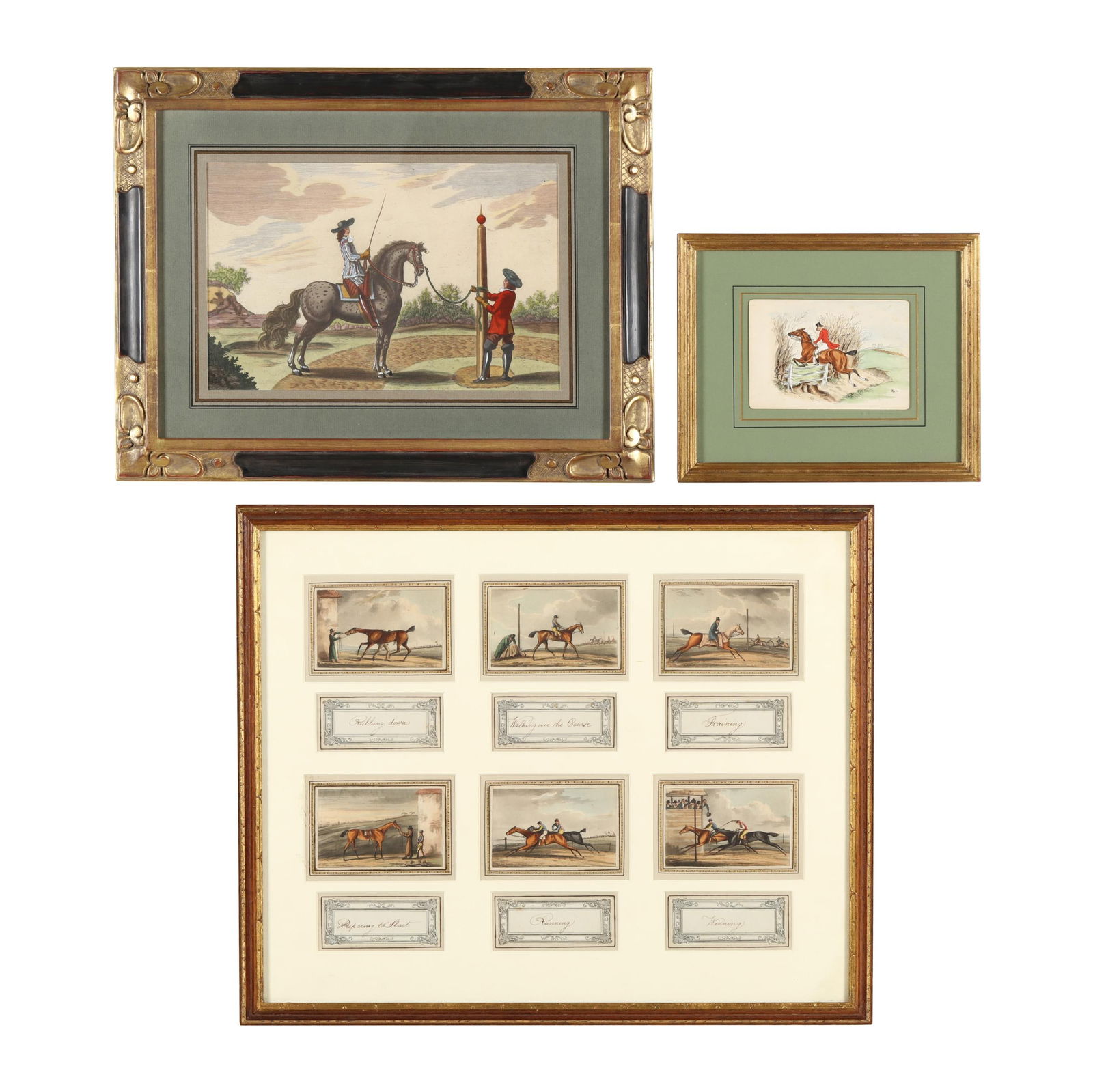 THREE ANTIQUE FRAMED EQUESTRIAN