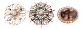 THREE ANTIQUE GEM SET PEARL BR