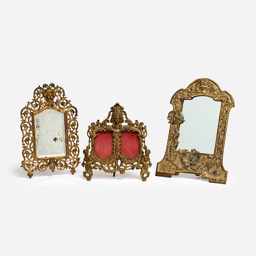 THREE ANTIQUE GILT METAL FRAMES,