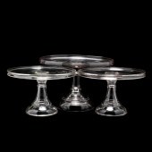 THREE ANTIQUE GLASS CAKE PEDES