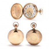 THREE ANTIQUE GOLD FILLED HUNT
