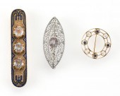 THREE ANTIQUE GOLD PINSTHREE A