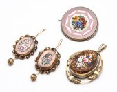 THREE ANTIQUE GOLDSTONE MOSAIC