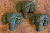 Three antique green art potter