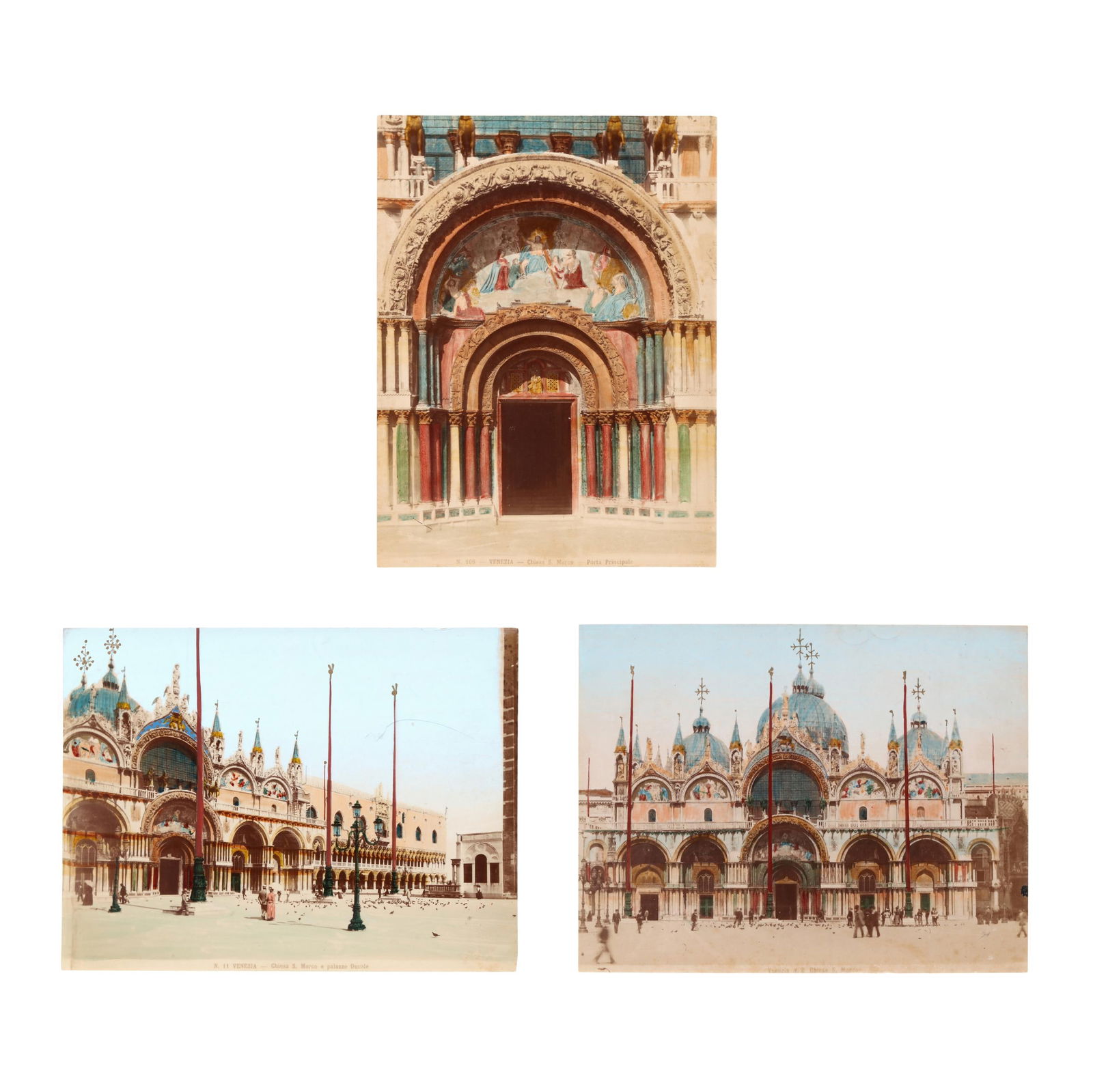 THREE ANTIQUE HAND-TINTED