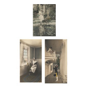 THREE ANTIQUE HAND-TINTED PHOT