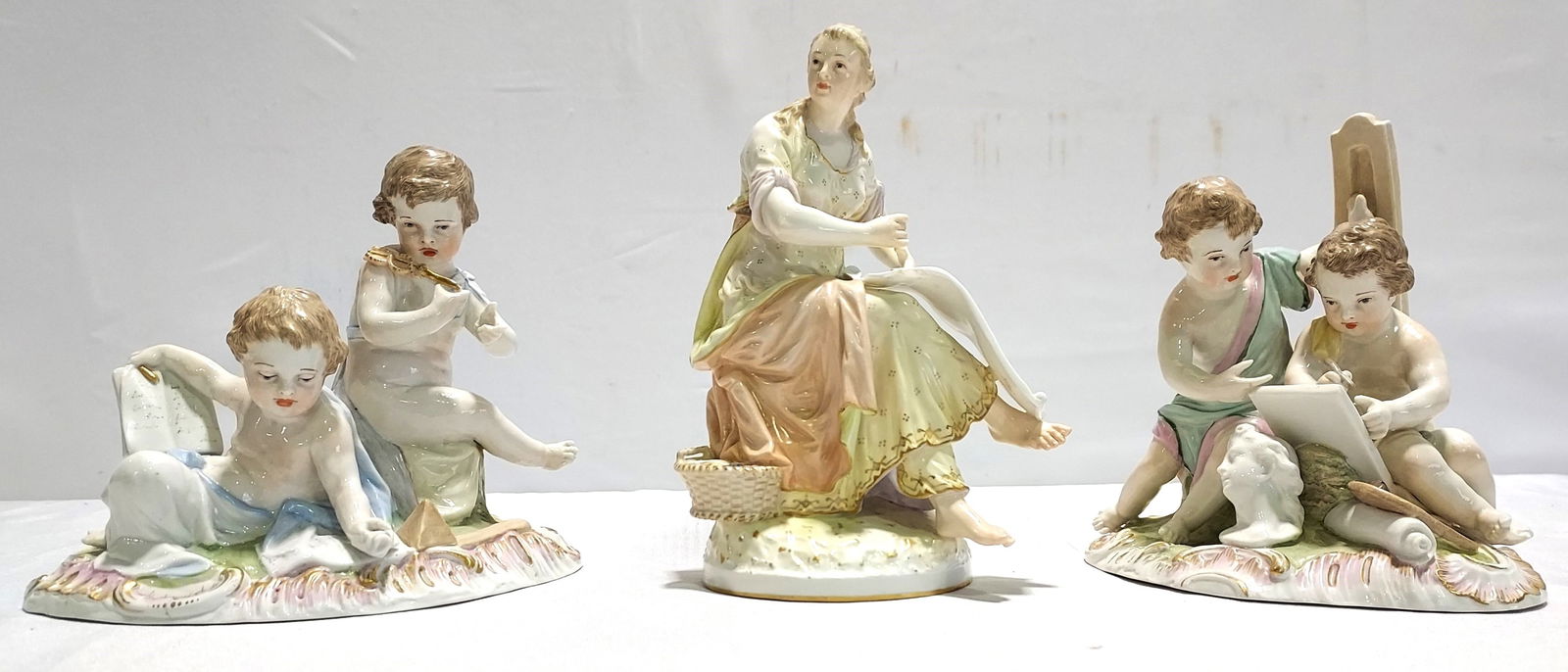 THREE ANTIQUE KPM PORCELAIN FIGURAL