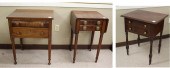 THREE ANTIQUE MAHOGANY WORK TA