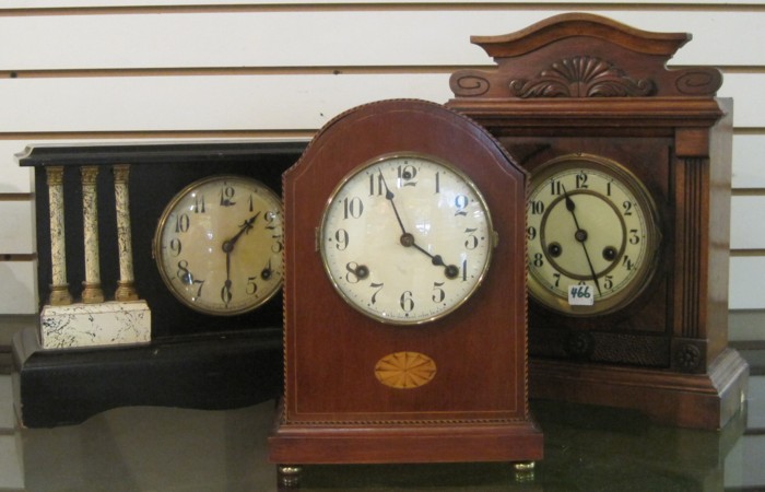 THREE ANTIQUE MANTEL CLOCKS: