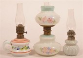 THREE ANTIQUE MILK GLASS MINIA