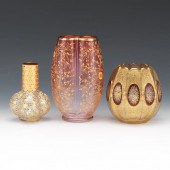 THREE ANTIQUE MOSER GLASS AND