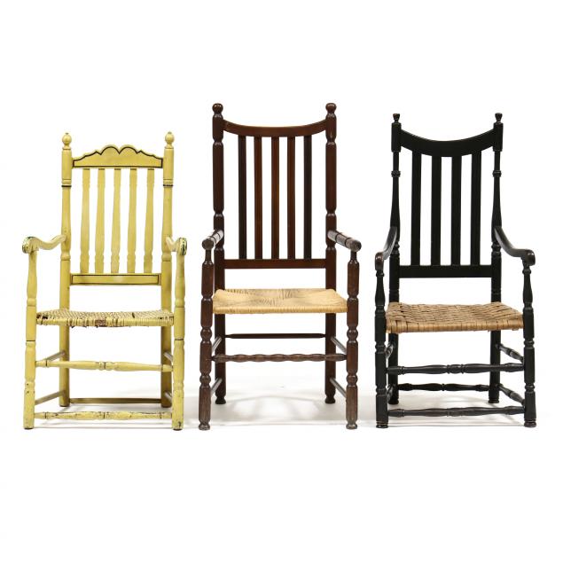 THREE ANTIQUE NEW ENGLAND BANNISTER