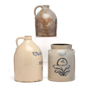 THREE ANTIQUE NEW YORK SALT GL