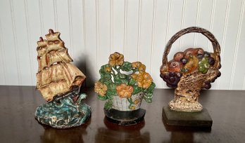 Three antique painted iron