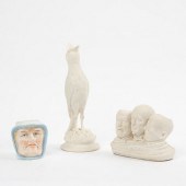 THREE ANTIQUE PARIAN WARE FIGU