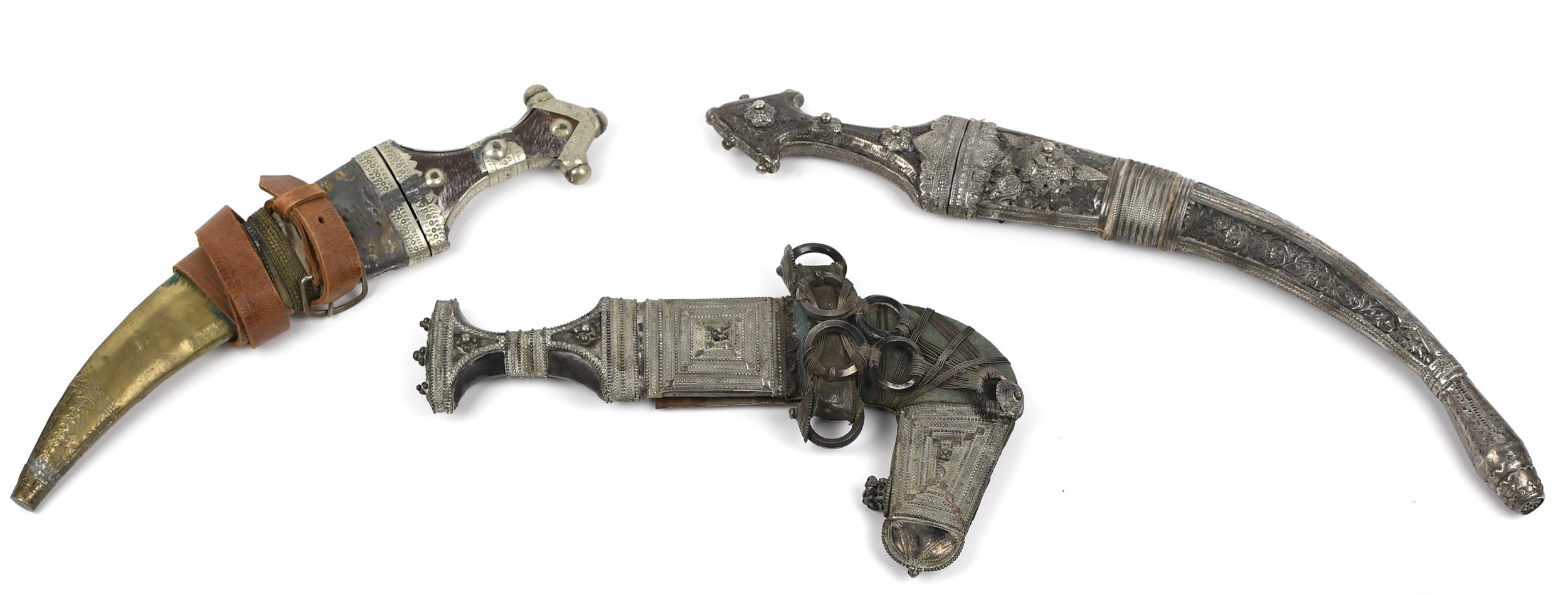 THREE ANTIQUE PERSIAN KHANJAR