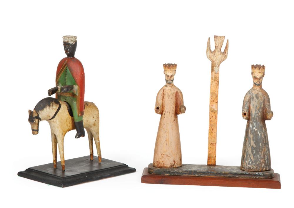 THREE ANTIQUE POLYCHROMED SANTOS