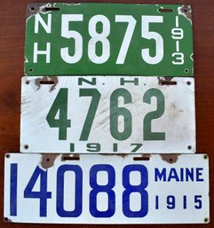 Three antique porcelain license