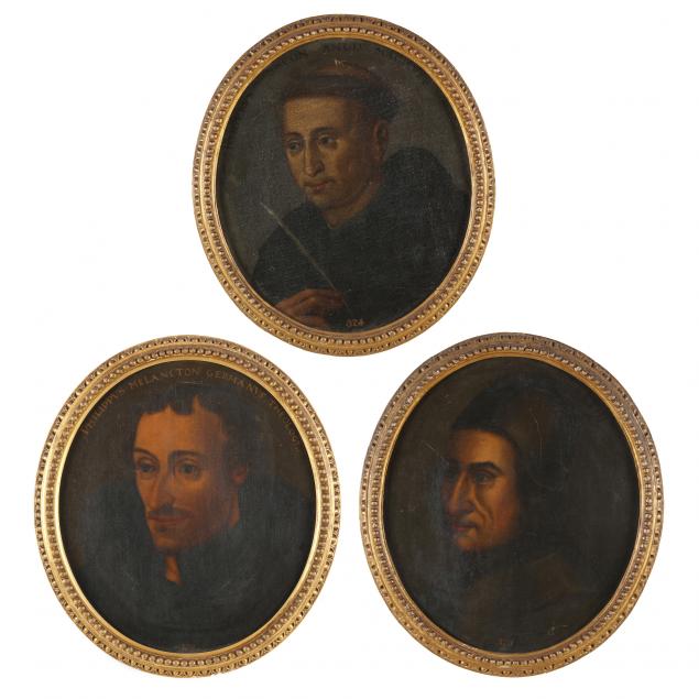 THREE ANTIQUE PORTRAITS OF