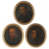 THREE ANTIQUE PORTRAITS OF THE