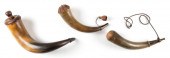 THREE ANTIQUE POWDER HORNS 19T