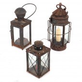 THREE ANTIQUE PRIMITIVE LANTER