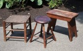 Three antique primitive stools