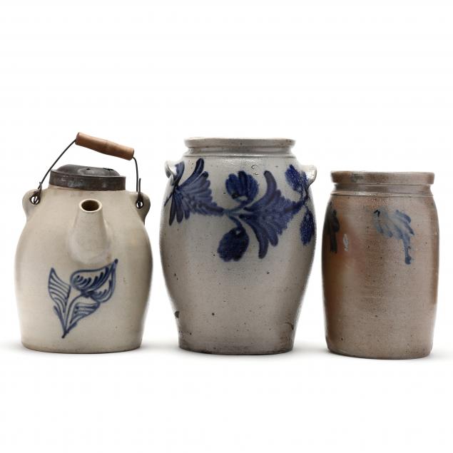 THREE ANTIQUE SALT-GLAZED STONEWARE