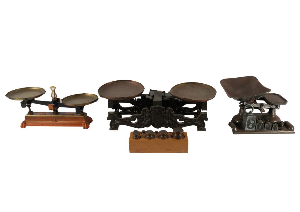 THREE ANTIQUE SCALESwith assorted