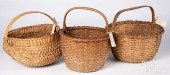 THREE ANTIQUE SPLIT OAK BASKET