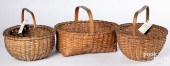 THREE ANTIQUE SPLIT OAK BASKET