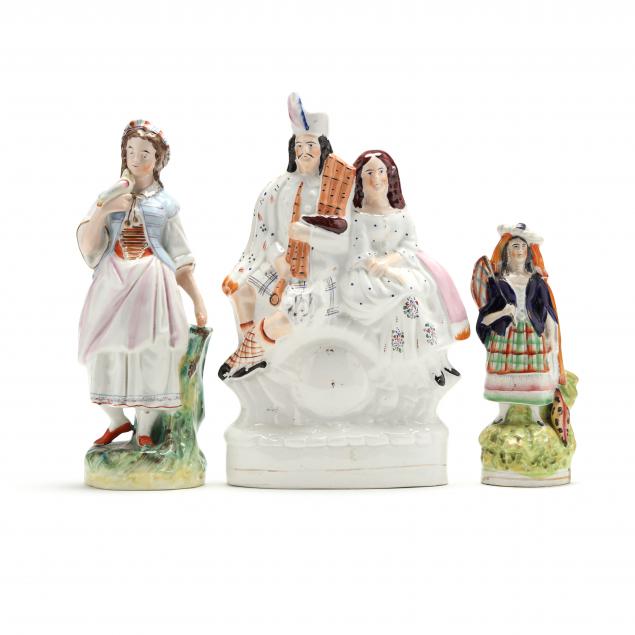 THREE ANTIQUE STAFFORDSHIRE FIGURES