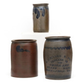 THREE ANTIQUE STONEWARE CANNIN