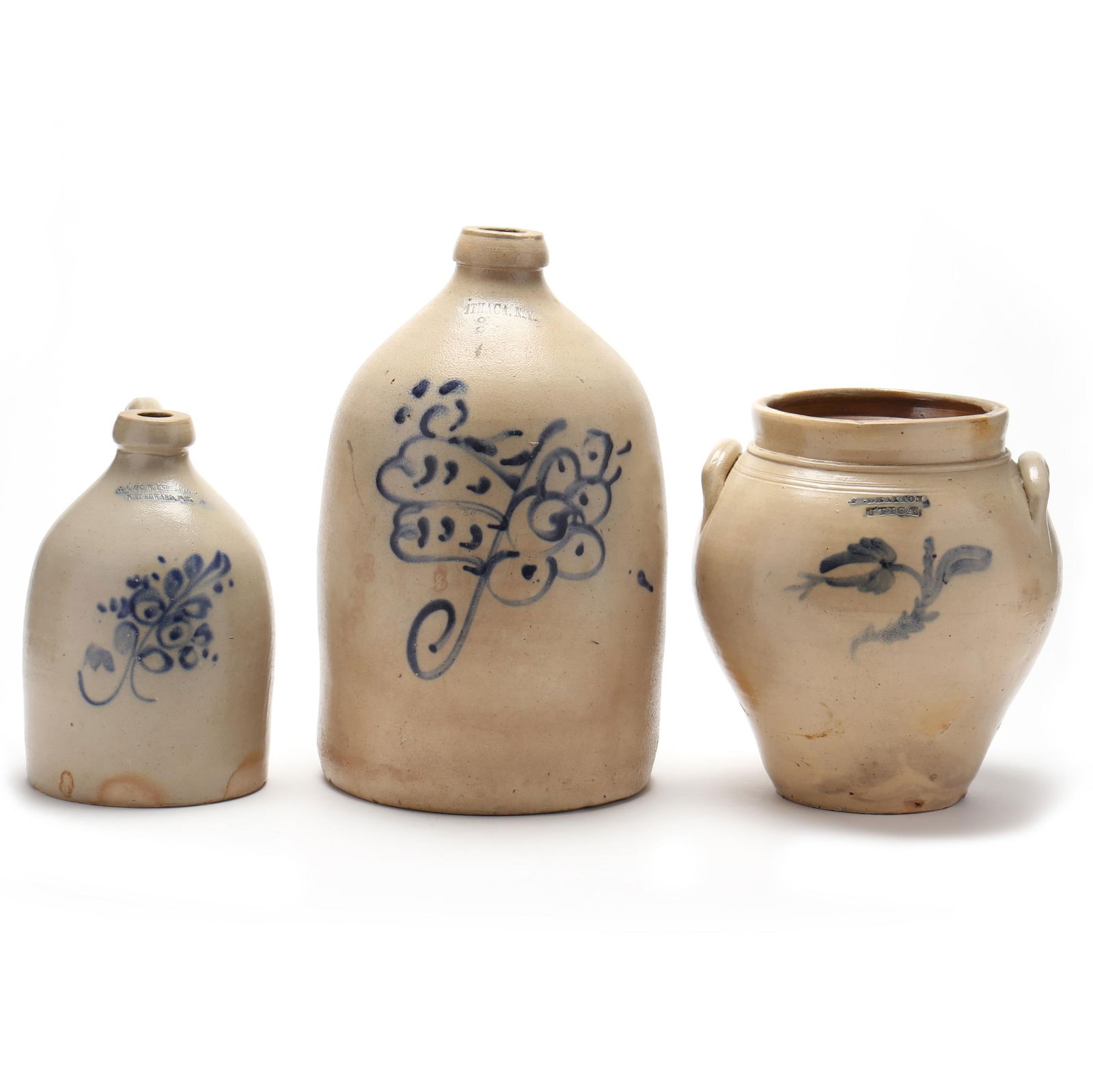 THREE ANTIQUE STONEWARE NEW YORK