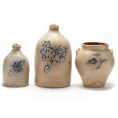 THREE ANTIQUE STONEWARE NEW YO