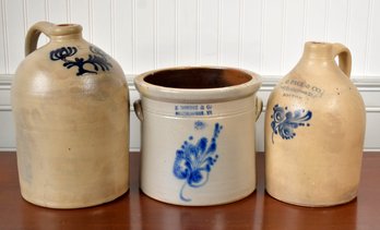 Three antique stoneware pieces,